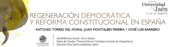 Cartel conferencia Regeneración Democrática y reforma constitucional en España